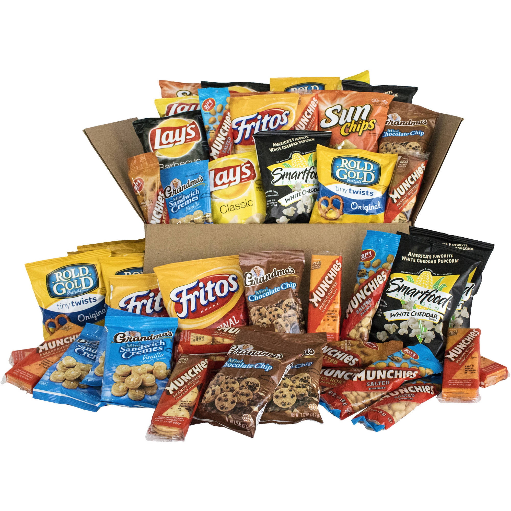 Sweet & Salty Snacks Variety Box, Crackers, Chips & Nuts, 50 Ct