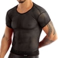 thumbnail image 6 of TSSOE Men's Mesh See Through Fitted Short Sleeve Muscle Top Black XL, 6 of 7