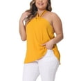 thumbnail image 4 of Agnes Orinda Plus Size Camisole for Women Self Tie Hanging Neck Suspender Vest Sleeveless Cami Tank Top 1X Orange, 4 of 6