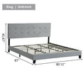 thumbnail image 5 of SESSLIFE Gray Platform Bed, Upholstered Platform Bed with Sturdy Wood Slats Support, Bed Frame with Pull Point Tufted Headboard, Mattress Foundation No Box Spring Needed, Easy Assembly, 5 of 5