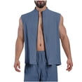 thumbnail image 2 of Sleeveless Shirts For Men Qiggri Men's Fashion Casual Solid Color Zipper Sports Cardigan Round-Neck Tank Top Athletic Tank Top, 2 of 5