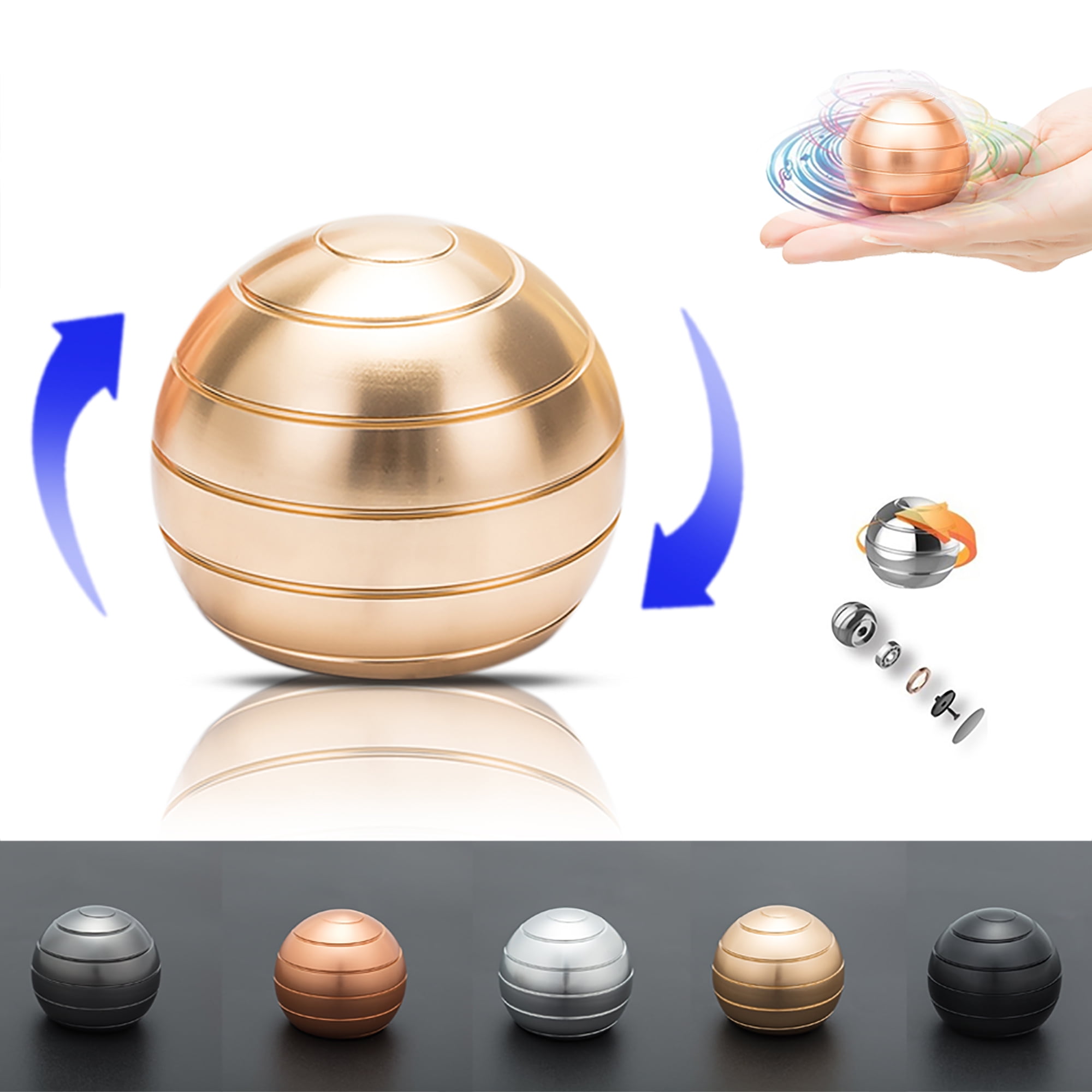 Kinetic Desk Ball Decompression Toy Spinning Tops Finger Rotating Gyro Home Gift 
