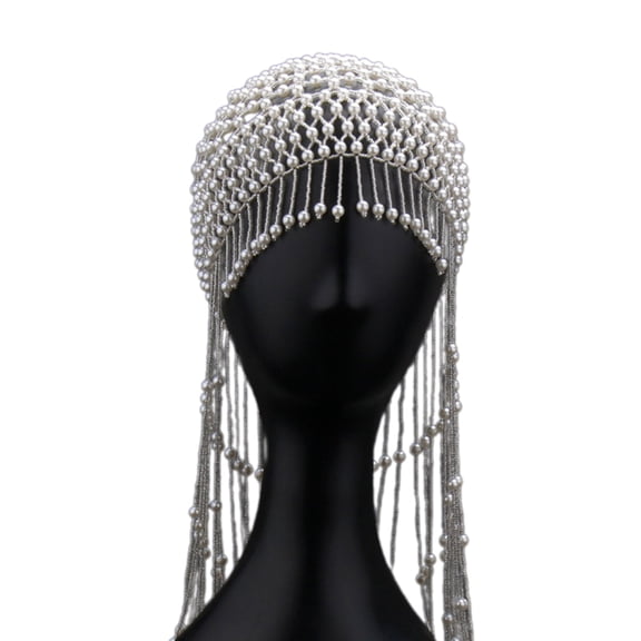 Elegant Pearls Beaded Headwrap with Fringe Chic Hair Jewelry Accessory for Women