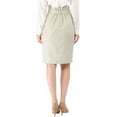 thumbnail image 5 of DARING DIVA Women's Asymmetrical Front Split Belted Midi Pencil Skirt XS Beige, 5 of 6