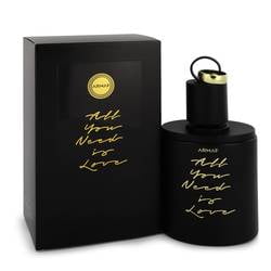 eau de parfum spray armaf todo lo que necesitas es love model frasco negro con caja negra, frasco cilíndrico con atomizador dorado y asa circular, texto dorado visible en botella y caja; notas: pimienta rosa, ámbar, pachulí, pera, grosella negra, jazmín, rosa, pomelo, heliotropo, cedro, vainilla y piña, perfume para mujer.