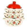 thumbnail image 4 of Juego de 3 ollas esmaltadas, ollas esmaltadas para cocción a fuego lento, utensilios de cocina, ollas portátiles para sopa Rojo, 4 of 9