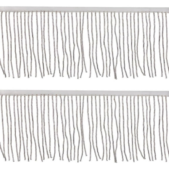 1 Yard Beaded Fringe Trim 4-1/8 inch Wide White Tassel Beaded Lace Glass Bead Tassel Chain Ribbon Sewing Beaded Fringe Trim Ribbon