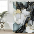 thumbnail image 5 of Black Grey Marble Shower Curtain, 36" x 72", White Golden Abstract Art Waterproof Bathroom Curtain Washable Shower Curtain Set with 12 Hooks, 5 of 6