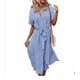 thumbnail image 2 of Txlixc, vestido a media pierna con botones para mujer, vestido de verano bohemio, manga corta, estampado floral, volantes, cinturón, línea A, vestido suelto de camisa Txlixc Estilo de ocio, 2 of 10