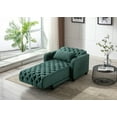 thumbnail image 4 of Living Room Modern Accent Lounge Chaise Chair Leisure Barry Sofa Polyester Fabric Button Tufted Recliner Chair Sleeper Bed with Adjustable Backrest, Side Pocket and Cup Holders, for Bedroom, Green, 4 of 7