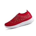 thumbnail image 2 of NexTorq Non Slip Shoes, Walking Shoes Women, Mesh Shoes, Women's Athletic Shoes, Women Rhinestone Mesh Sneakers Lightweight Breathable Slip-on Sports Shoes for Walking Running Casual Party, Red, 8.5, 2 of 4