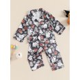 thumbnail image 4 of Elippeo Little Girls Halloween Pajamas Set, Pumpkin Print Long Sleeve Button Down Tops Elastic Waist Pants 2 Piece Set for Fall 12 18 24 Months 3 4 5 Years, 4 of 8