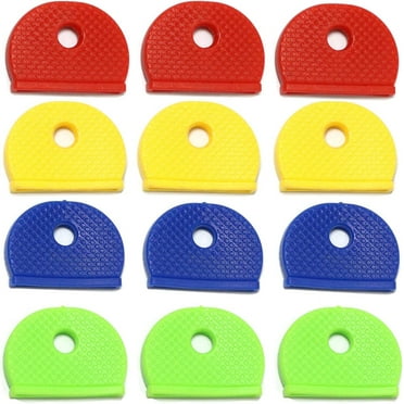 12pcs PVC Plastic Key Cap Tags Covers in 4 Assorted Colors for Identify Your Key