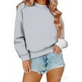 thumbnail image 4 of ZSQDM Football Hoodies for Women Women's Loose Fit Round Neck Pullover Long Sleeve Casual Knit Top Midweight Medium Stretch Sweatshirt Essentials&nbsp;Hoodie Women's Hoodless Sweatshirt(Xxl), 4 of 7