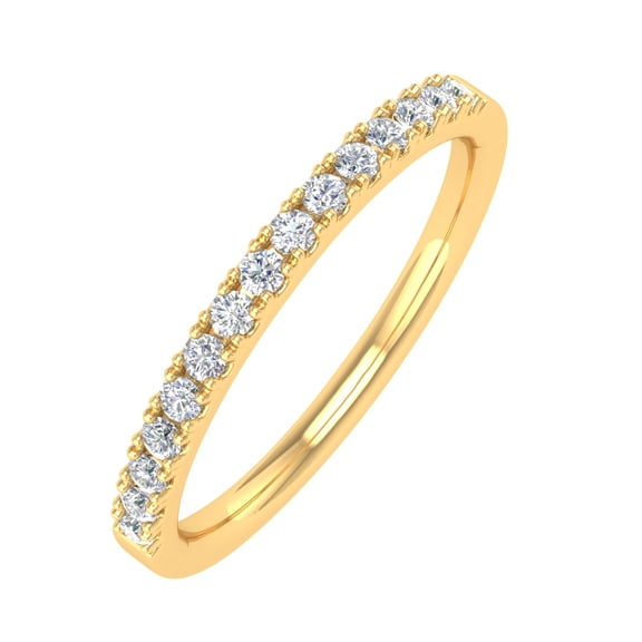 1/5 Carat Prong Set Diamond Wedding Band Ring in 14K Yellow Gold (Ring Size 5) (I1-I2 Clarity)