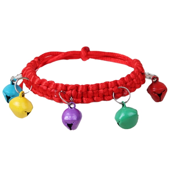 UDIYO Necklace Adjustable Abrasion Resistance with Bells Woven Rope Pet Collar for Dods