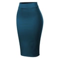 thumbnail image 3 of MixMatchy Women's Waist Band Midi Stretchy Ponte Basic Knee Pencil Skirt, 3 of 3