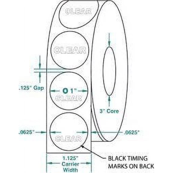 Compulabel Wafer Tab Seals, 1" Circle, Translucent, 5000 Per Roll, Permanent Adhesive 910203