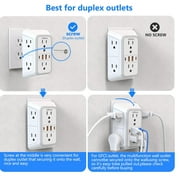 JcBlaon Outlet Extender Splitter Surge Protector with 4 USB Ports (2 USB C), Multiple Plug Wall Outlet, Multi Outlet Plug in Wall Adapter Power Strip for Indoor
