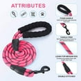 thumbnail image 6 of QiShi 5ft 1/2in Strong Dog Leash - Highly Reflective Heavy Duty Dog Rope Leash with Soft Padded Anti-Slip Handle- for 18-120 lbs Dogs- Pink, 6 of 6