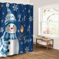 thumbnail image 5 of Navy Blue Snowman Christmas Bathroom Curtain 72 Inch Shower Curtain with Hooks, Xmas Snowflake Birds Waterproof Polyester Bath Curtain Washable Bathtub Curtain 72''x 72'', 5 of 6