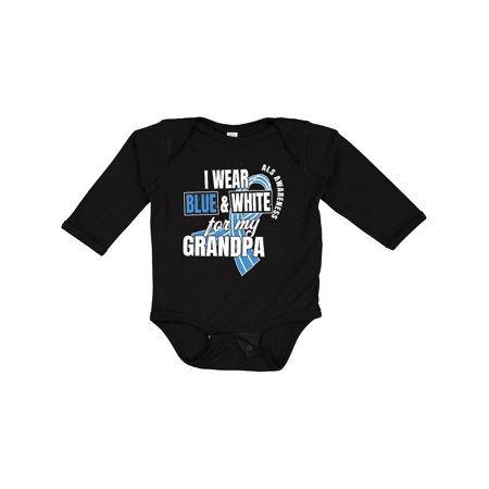 

Inktastic I Wear Blue and White for My Grandpa ALS Awareness Gift Baby Boy or Baby Girl Long Sleeve Bodysuit