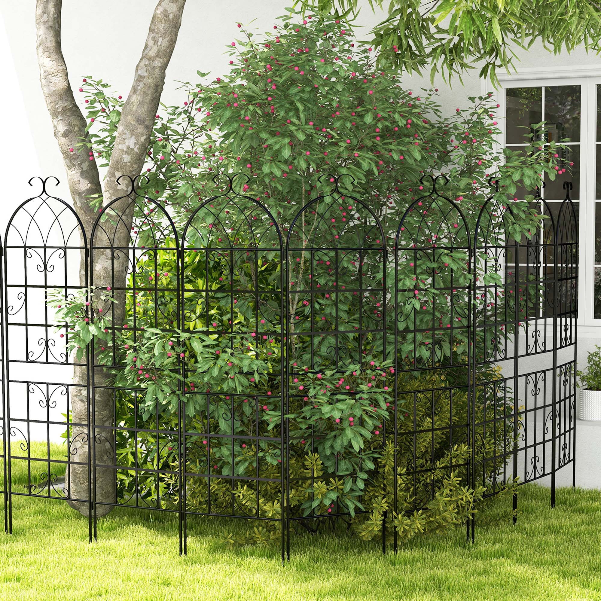 Costway 71" Tall Metal Garden Trellis for Climbing Plants 2 Pack Fence Panels Retro