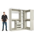 thumbnail image 2 of Aheaplus 72-inch Closet System - 6 Drawers, 4 Rods for Spacious Clothing Storage-White Oak, 2 of 5