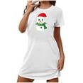 thumbnail image 2 of Christmas Bnwani Womens Nightgowns Oversized Crew Neck Short Sleeve Printed Blue Size S-XXL, 2 of 3