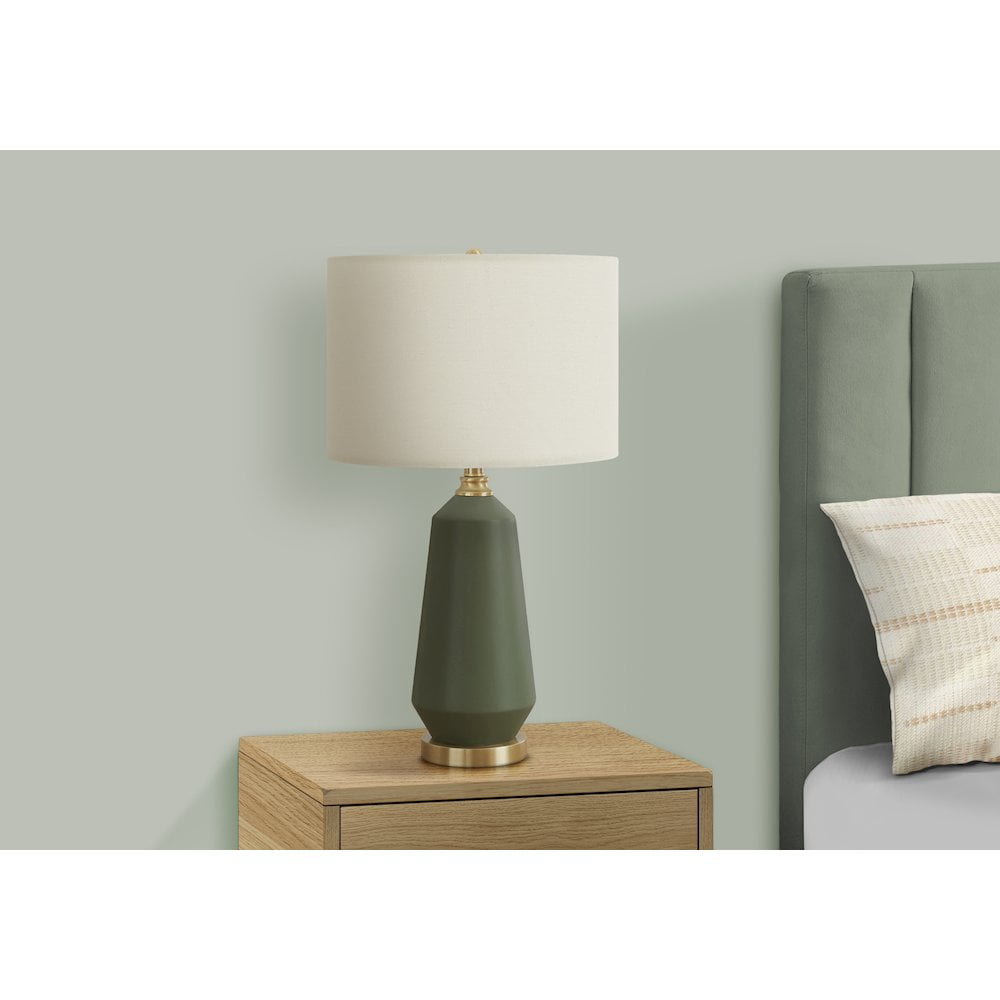 Lighting - 26"h Table Lamp - Green Ceramic - Ivory Shade - Contemporary
