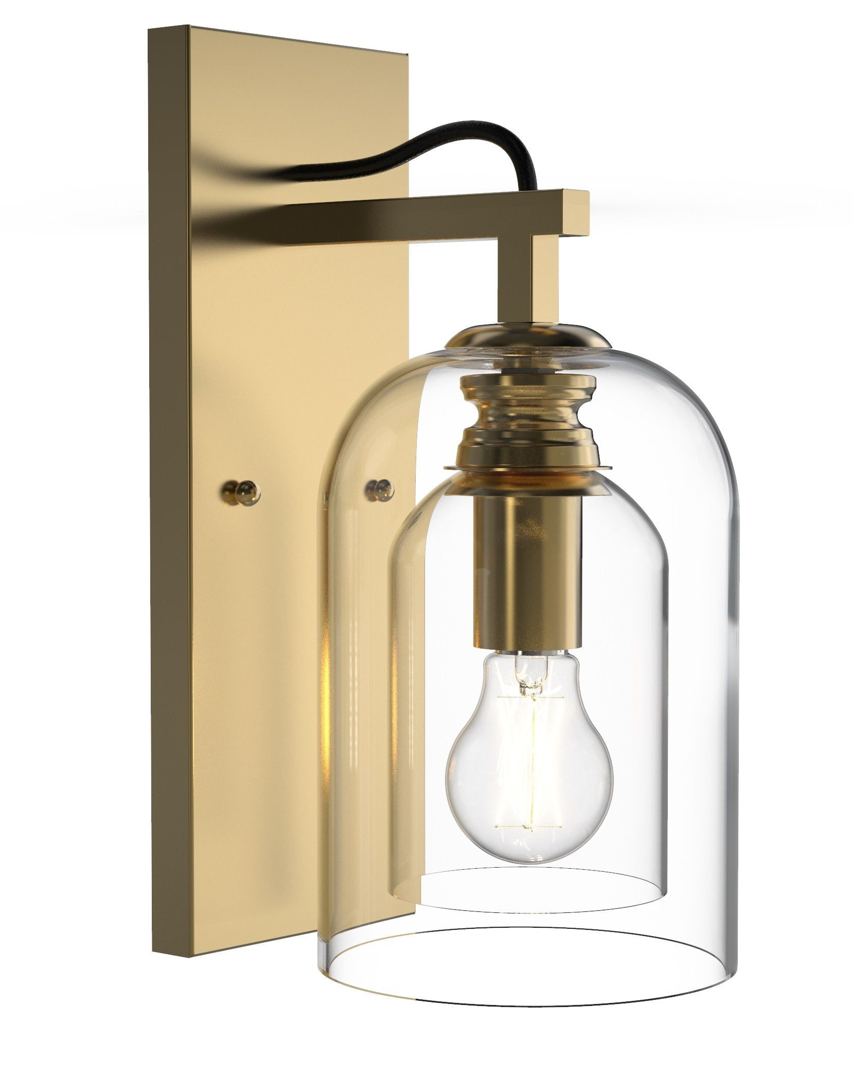 Better Homes & Gardens Dome Indoor Wall Sconce Burnished Brass, A15 4W Soft White, Medium Base, Dimmable, 1 pack