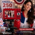 thumbnail image 3 of Vivitar PopCam America 250 Digital Camera – USA Celebration Edition, Old Glory Red 48MP Camera with Full HD 1080P Video, 3" Flip Screen, 16X Zoom Compact Vlogging Camera with Built-in Mic, 3 of 5