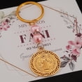 thumbnail image 2 of Llavero perla Rosa San Benito Greca Chapa De Oro recuerdo con tarjeta personalizada para bautizo, primera comunión, confirmación, boda, xv años,etc.Paquete de 5 Piezas, 2 of 5