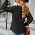 thumbnail image 6 of Scyoekwg Dressy Blouses for Women Crew Neck Basic Tops Solid Color Loose Long Sleeve T Shirts Women Blouses Trendy Pullover (Black,M), 6 of 6