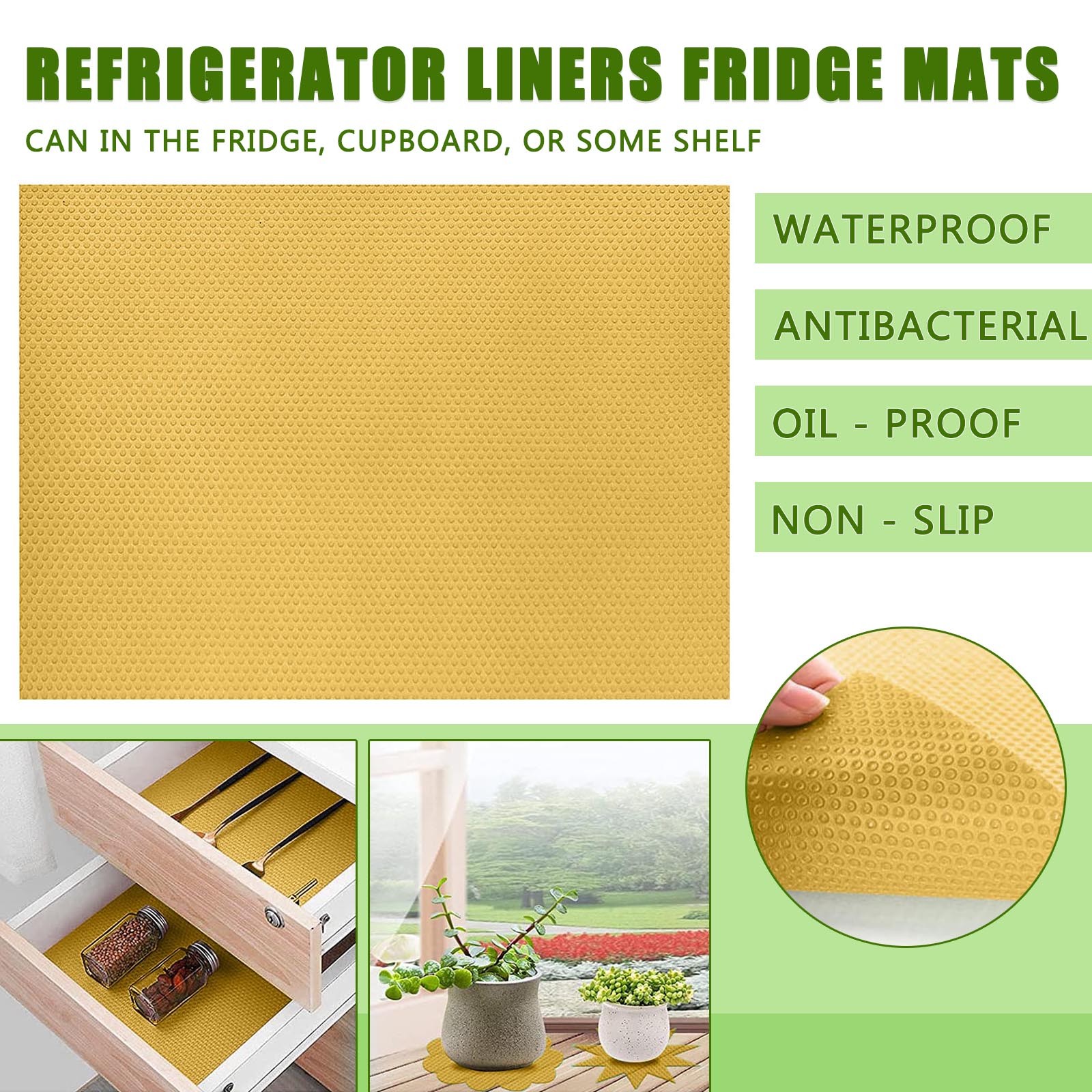 Aligament NonAdhesive Refrigerator Mats Shelf Liners Fridge Pads