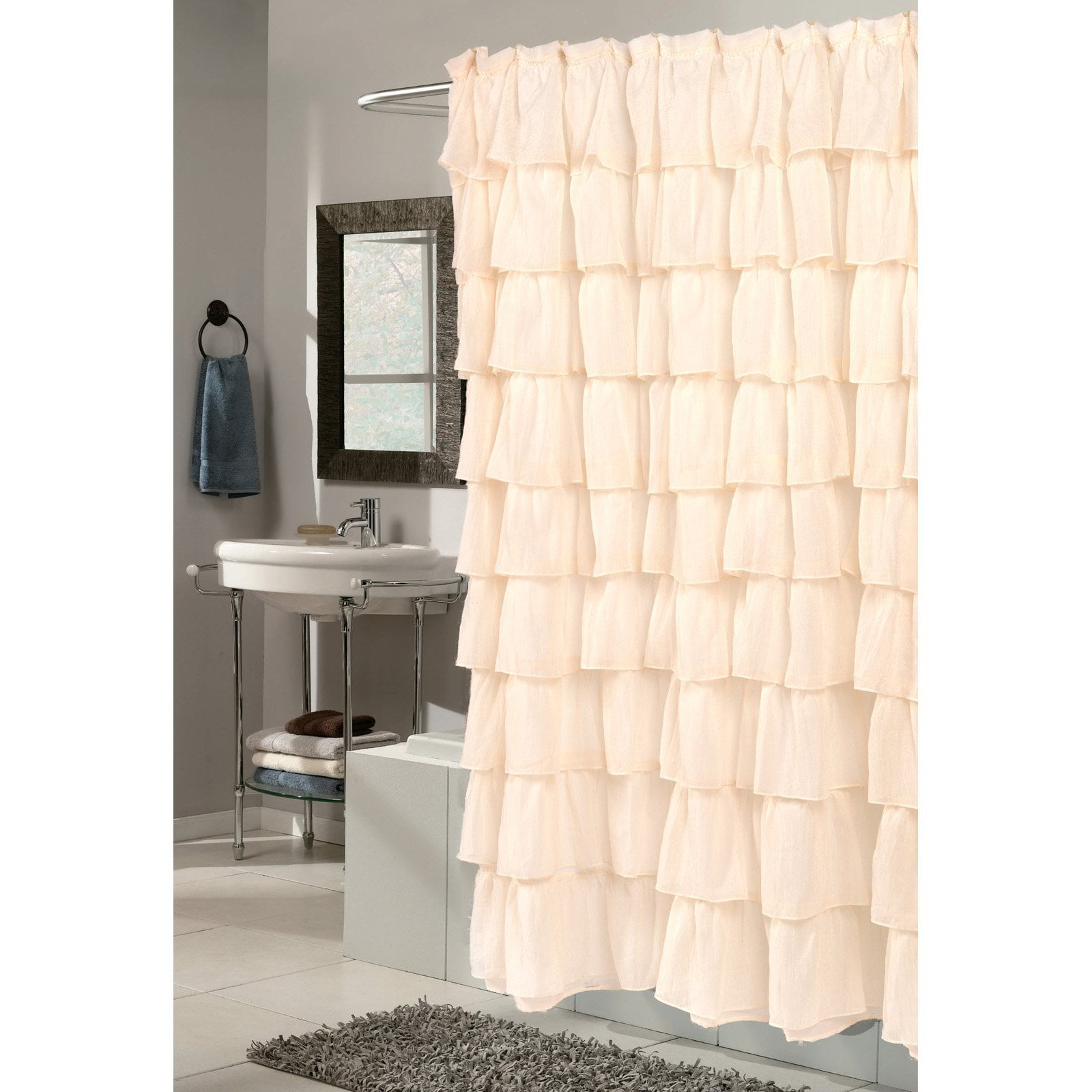 "Carmen" Polyester Shower Curtain in Ivory