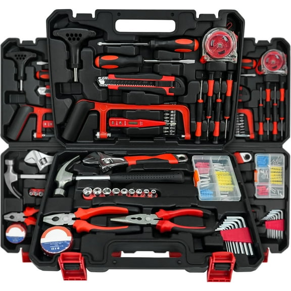 80 Piece General Household Tool Set in Toolbox Storage Case with Essential Hand Tools for Car Enthusiasts Everyday Home Repairs, DIY and Crafts