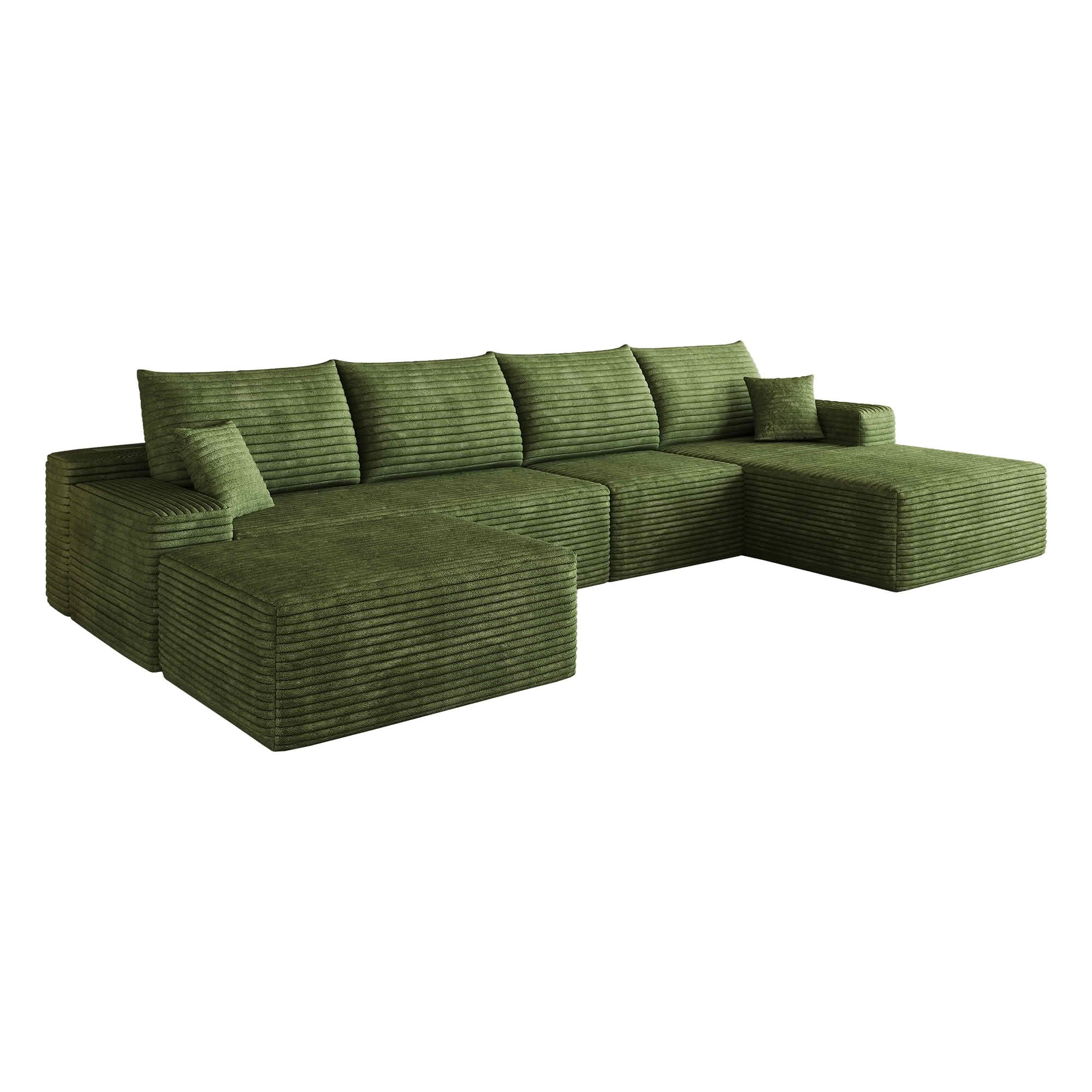 MAYEERTY 135 Inch L‑Shape Cloud Sectional Couch with Chaise, Modern Modular Deep‑Seat Sofa, Plush Corduroy Upholstered Couch, No Assembly Required for Living Room Bedroom Apartment