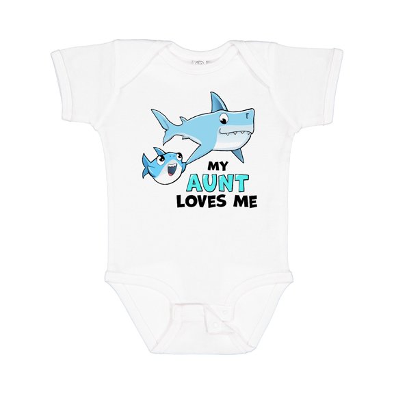 Inktastic My Aunt Loves Me with Cute Sharks Boys or Girls Baby Bodysuit