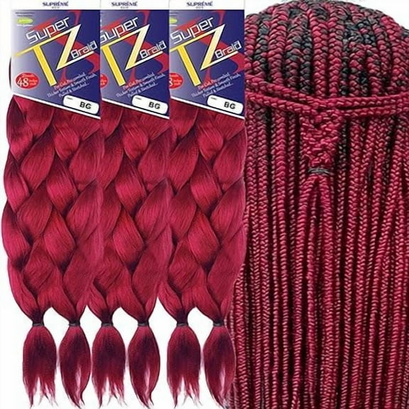 Pre-Stretched Braiding Hair Extensions – 48 Inch Long Unfolded – 6 Bundles Total – Xpression 100% Kanekalon Hair Extensions – TZ Braid Hair Extensions – Pre-Cut and Pre-Combed Synthetic Hair (BG)
