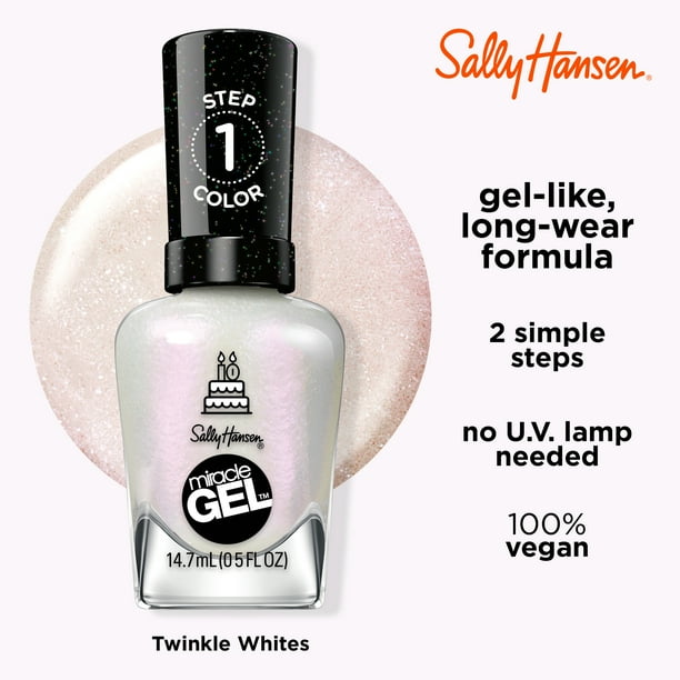 Sally Hansen Miracle Gel Nail Polish, 785 Twinkle Whites, 0.5 fl