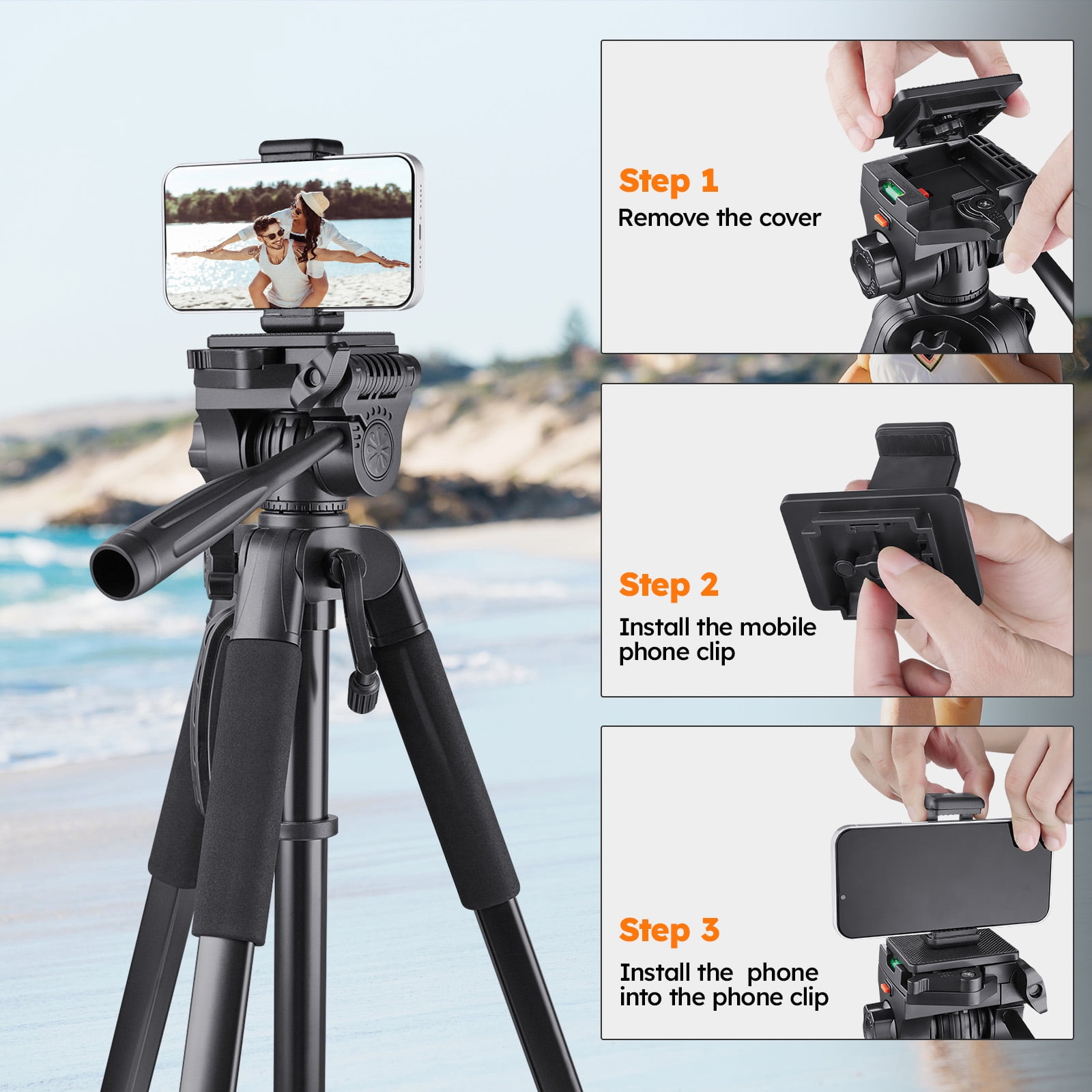 BEBANG 67" Camera Tripod, Portable Aluminum Tripod Stand for DSLR Camera and iPhone, Mirrorless Cameras, Camcorders and Binoc