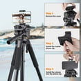 thumbnail image 3 of BEBANG 67" Camera Tripod,  Portable and Flexible Tripod with Clip and Adapter, Porfessional Aluminum Tripod Stand for Mirrorless, DSLR, Phone, Camcorder, Spotting Scopes, Binoculars, Telescope, 3 of 13