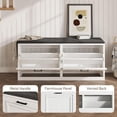 thumbnail image 5 of Vividwood 39.4" Shoe Storage Bench with Cushioned Seat and 2 Flip Drawers for Entryway (White), 5 of 5