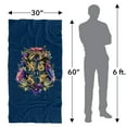 thumbnail image 6 of Harry Potter Hogwarts Multi-Colored Floral Crest Officially Licensed Beach Towel 30' X 60', 6 of 6