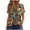 Coffee 09, variant on Women's Shirts Summer New Square Collar Short Sleeved T-Shirts Fashion Full Floral Printing Front Pleated Blouses Top Button Casual Loose Pullover Tops