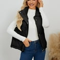 thumbnail image 5 of SWSMCLT Women's Puffer Vest Puffy Fall Quilted Sleeveless Jacket Insulated Casual Pocket Full Zip Winter Slash Pocket Tank Top Black Large, 5 of 5