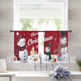 thumbnail image 3 of Merry Christmas Sheer Curtains 45 Inch Length 2 Panels Set, Semi Transparent Voile Rod Pocket Curtains for Living Dining Room Bedroom Drapes Red Xmas Snowman Snowflake Candle Winter, 3 of 8