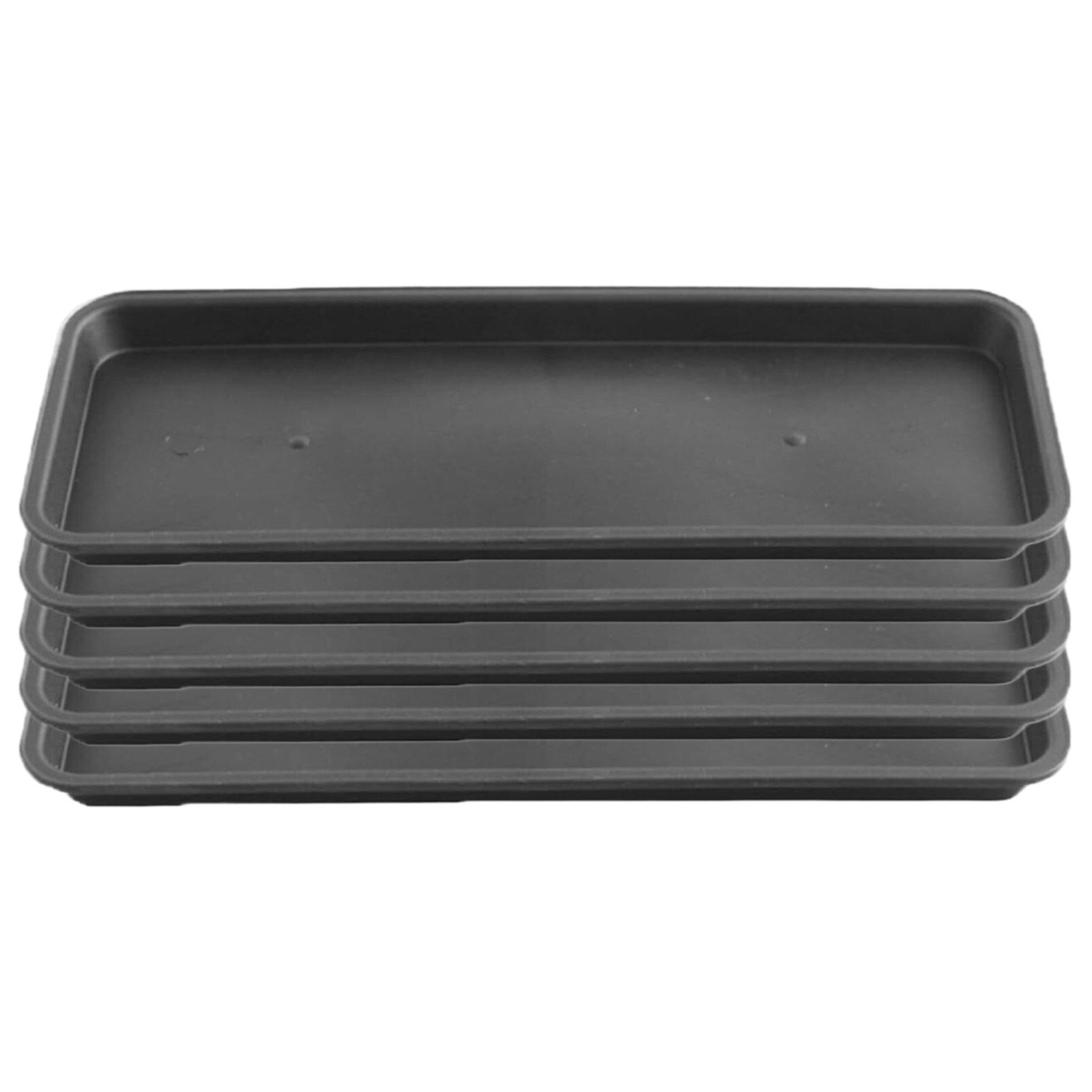 SLUOHZXI Plant Saucer Growing Tray, Seed Starter Tray Rectangular, Heavy Sturdy Plastic Plant Drainage Saucers, Plant Drip Trays for Pots, Seed Starter Growing Trays (15.7 x 6 inch, 5 Pack)