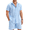 Light Blue, variant on Men's White Linen Suits Sets Beach Wear Clothes Short Sets Outfits 2 Piece